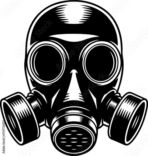 Artistic gas mask silhouette vector illustration