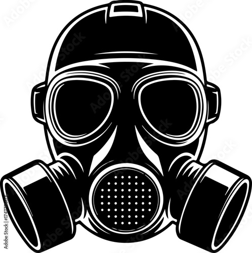 Artistic gas mask silhouette vector illustration
