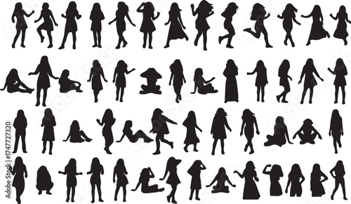 Elegant woman silhouette vector graphic collection