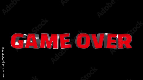 Wallpaper Mural A classic yet modern "GAME OVER" title animation featuring bold, three-dimensional red text with a silver/metal outline against a black background.  Torontodigital.ca