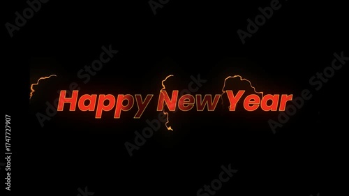 Wallpaper Mural Fiery Happy New Year Text Animation with Electric Effect on Black Background Torontodigital.ca