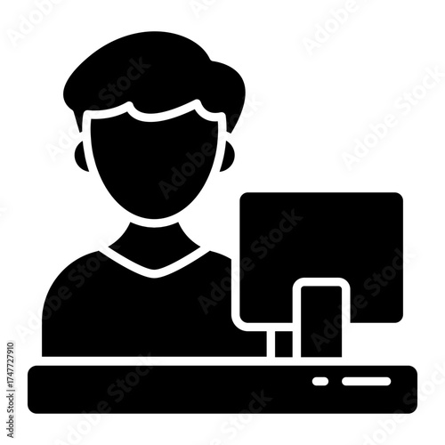 A solid design icon of receptionist 