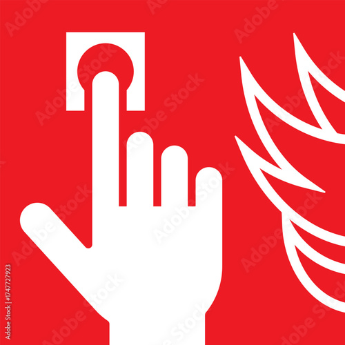 Fire alarm, Hand activate emergency Fire alarm, Push button fire alarm sign, Safety warning icon, Fire action symbol