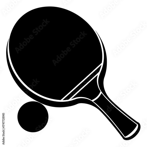 Table Tennis Paddle and Ball Flat Vector Illustration