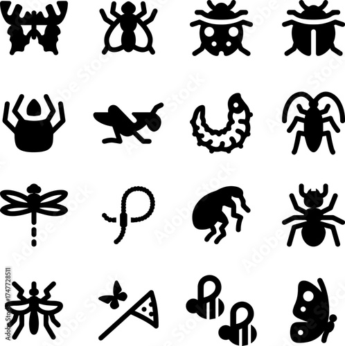 insects vector set icon, cliparts