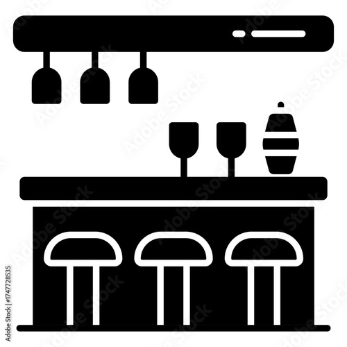 A trendy design icon of bar