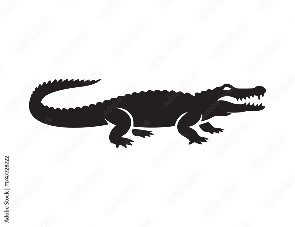 Fototapeta premium Simple Crocodile Alligator Silhouette Vector Black Snapping Jaw Logo Icon