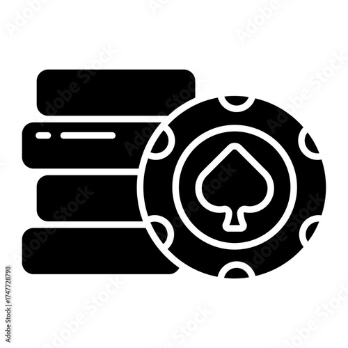 A solid design icon of casino chip