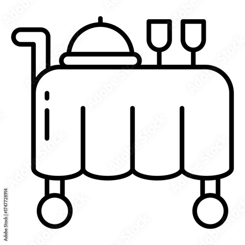 Modern design icon of serving trolley 