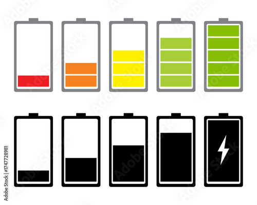 set battery level indicator vector design