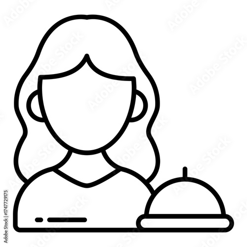 Waitress icon, barwoman editable vector