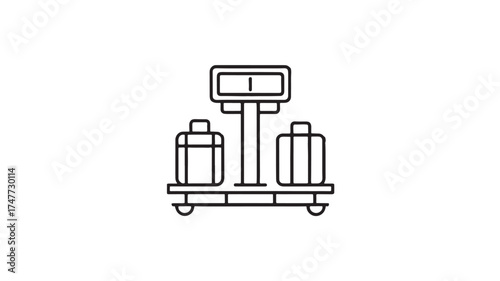 Luggage scale with two suitcases ready for travel, symbolizing weight and journey.