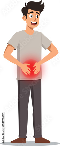Man with Abdominal Pain Illustration