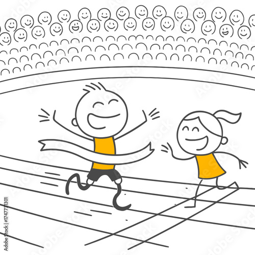  The Exuberant Celebration of Two Strong Spirits Exceeding Limits in the Athletics Arena.