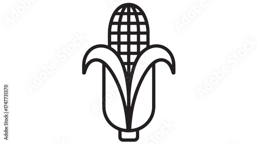 Simple outline of a ripe ear of corn with husks, representing healthy food and agriculture.