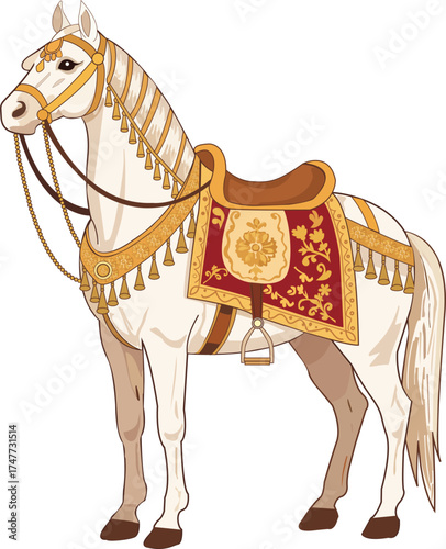 Ornate Wedding decorated Royal Horse with Saddle and Bridle 