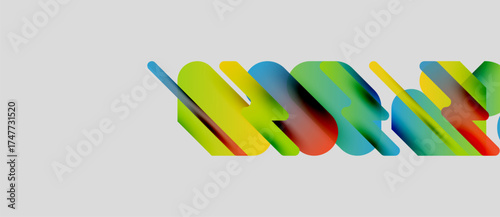Colorful abstract shapes form word howare. Bright gradients create dynamic visual effect. Minimalist design, clean background.