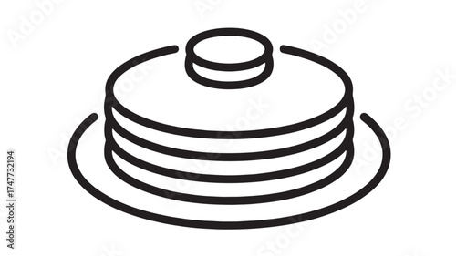 Simple line art illustration of a stack of pancakes topped with butter