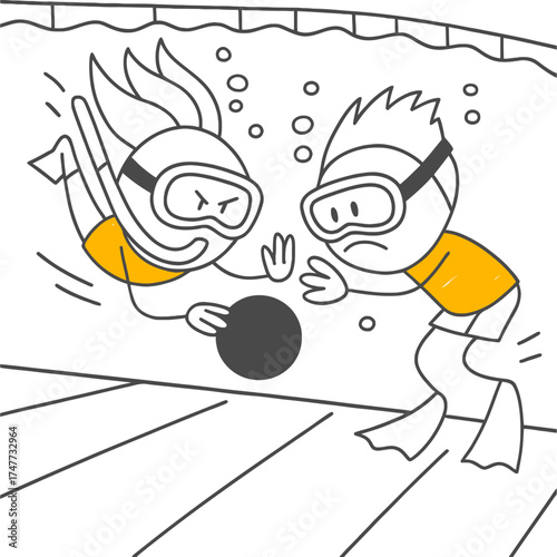 An Ambitious Struggle in the Depths of the Water Moments of High Competition Between Two Figures Fighting for the Underwater Ball.