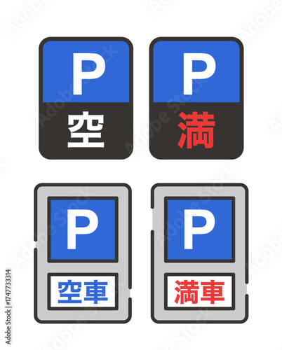 パーキングの看板　電光掲示板と普通ver