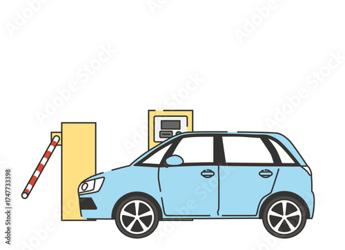 駐車場に入場しようとする車（横から）