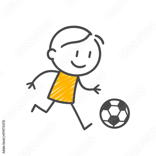 Freedom and Expression in the Game of Football The Excited Stance of the Figure Carrying a Big Smile While Dribbling the Ball.