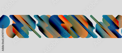 Abstract shapes overlap, creating colorful patterns. Gradient hues blend, forming dynamic visual texture. Minimalist design, modern aesthetic.