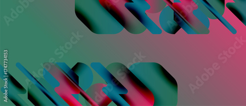 Abstract shapes blend vibrant colors. Teal, magenta gradients create dynamic visual effect. Modern design, smooth transitions dominate composition.