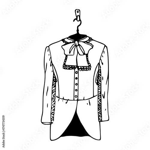 vintage theatrical costume jacket drawing