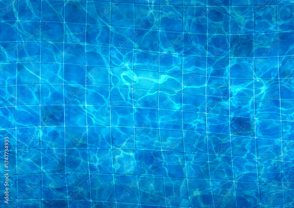 Obraz premium Transparent Clear Water Swimming Pool Top View Background