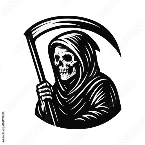 Grim Reaper Silhouette with Scythe