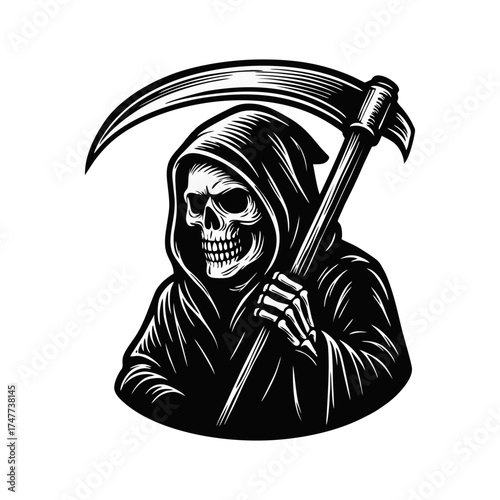 Grim Reaper Silhouette with Scythe
