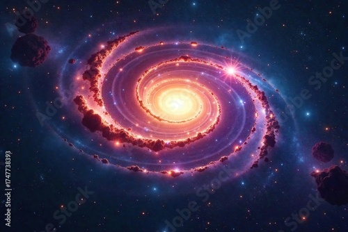 Spiral Galaxy Swirling in Cosmic Tapestry Awe-Inspiring Celestial View