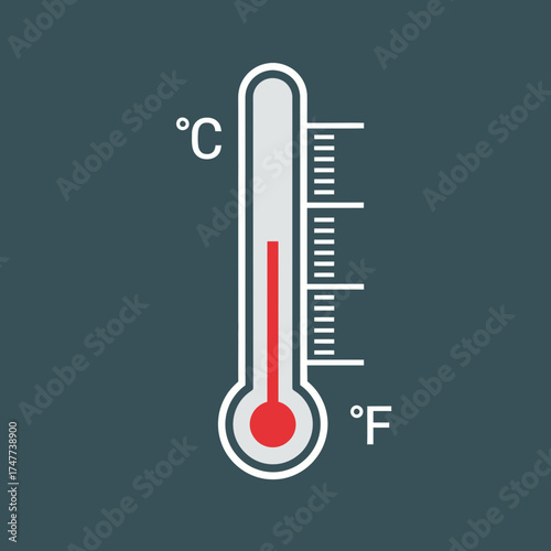 Thermometer showing temperature measurement with celsius and fahrenheit.