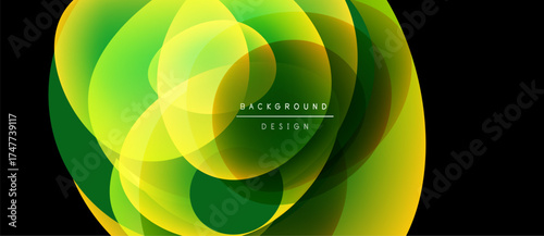 Abstract green yellow design. Overlapping circles create dynamic visual effect. Modern background suitable for various projects.