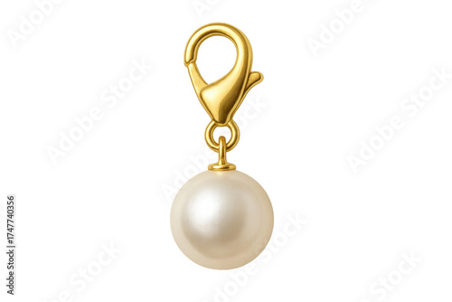 Gold pearl charm pendant with lobster clasp