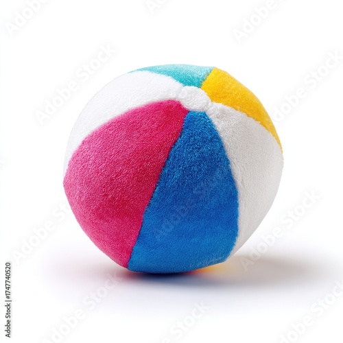 Colorful plush beach ball on white
