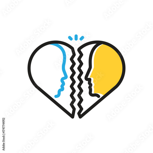 Multi color icon for divorce