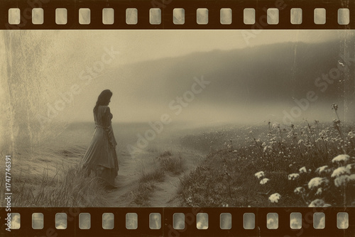 old retro film cell woman