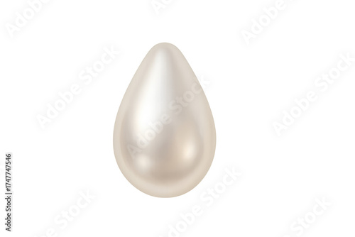 Pearl drop shape with shiny iridescent surface
