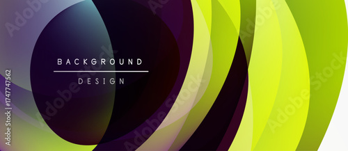 Abstract geometric design. Overlapping circles, vibrant colors, modern aesthetic. Minimalist composition, dynamic gradients, stylish backdrop.