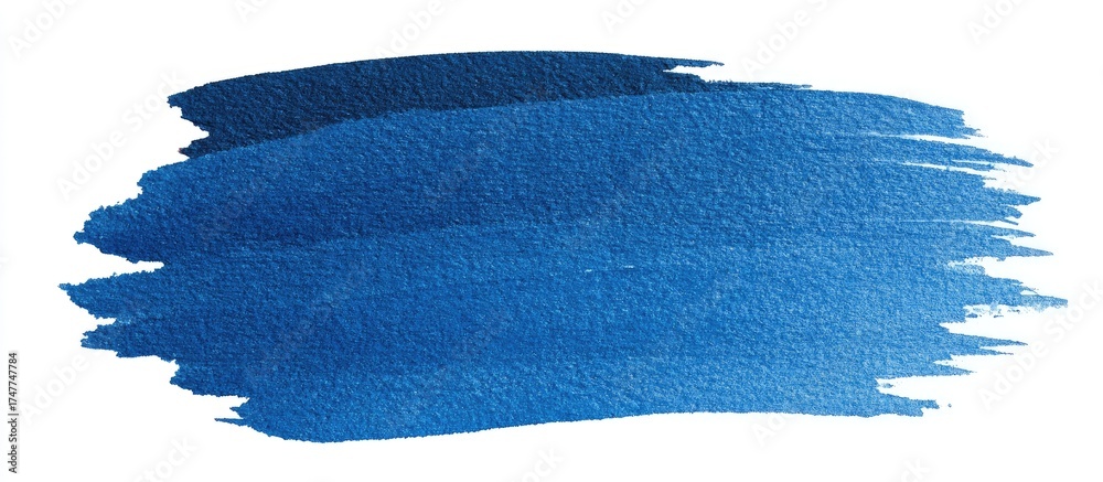Fototapeta premium Brushstroke of deep blue paint, showing a gradient from dark to light, on a white background