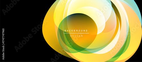 Abstract vibrant swirls, yellow, green hues. Modern design element, dynamic composition, smooth gradients, central focus.