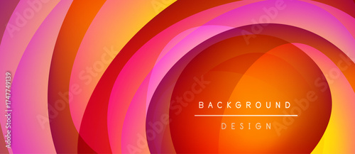 Abstract swirling layers, vibrant pinks, oranges, reds create dynamic tunnel effect. Modern design element for backgrounds.