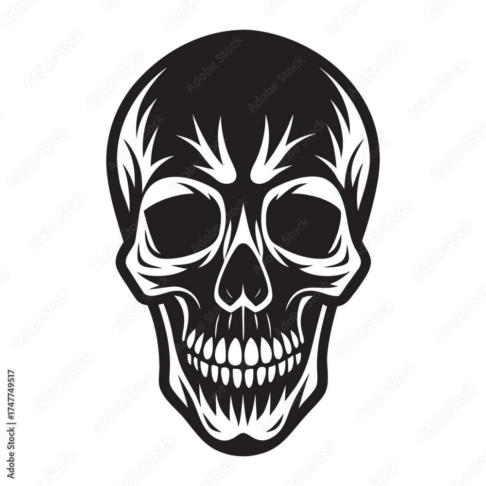 Fototapeta premium Creative Skull Tattoo Cartoon Vector Icon Illustration