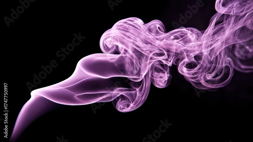 Ethereal beauty a delicate swirl of lilac smoke drifting mysteriously against a pristine black canvas