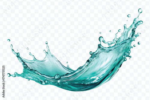 realistic 3d fresh liquid water splash in mid air cut and curve style isolated on transparent background