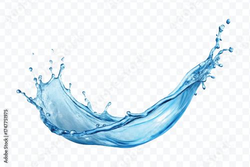 realistic 3d fresh liquid water splash in mid air cut and curve style isolated on transparent background