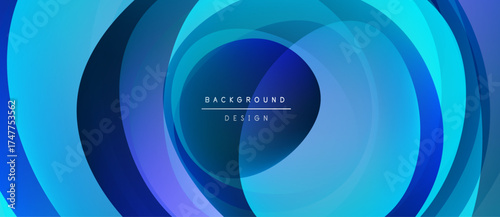 Abstract blue layers create swirling vortex effect. Modern design, suitable background element. Minimalist aesthetic, vibrant colors.