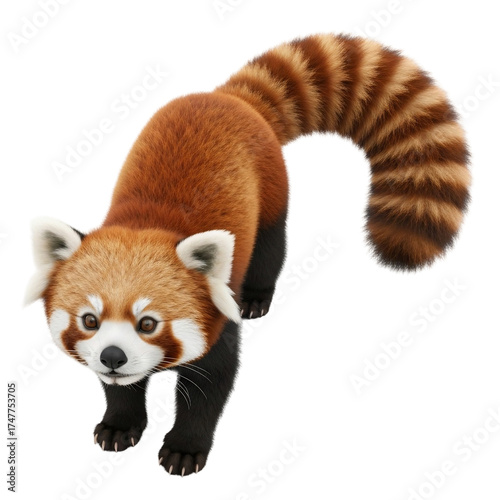 Playful Red Panda Isolated on White